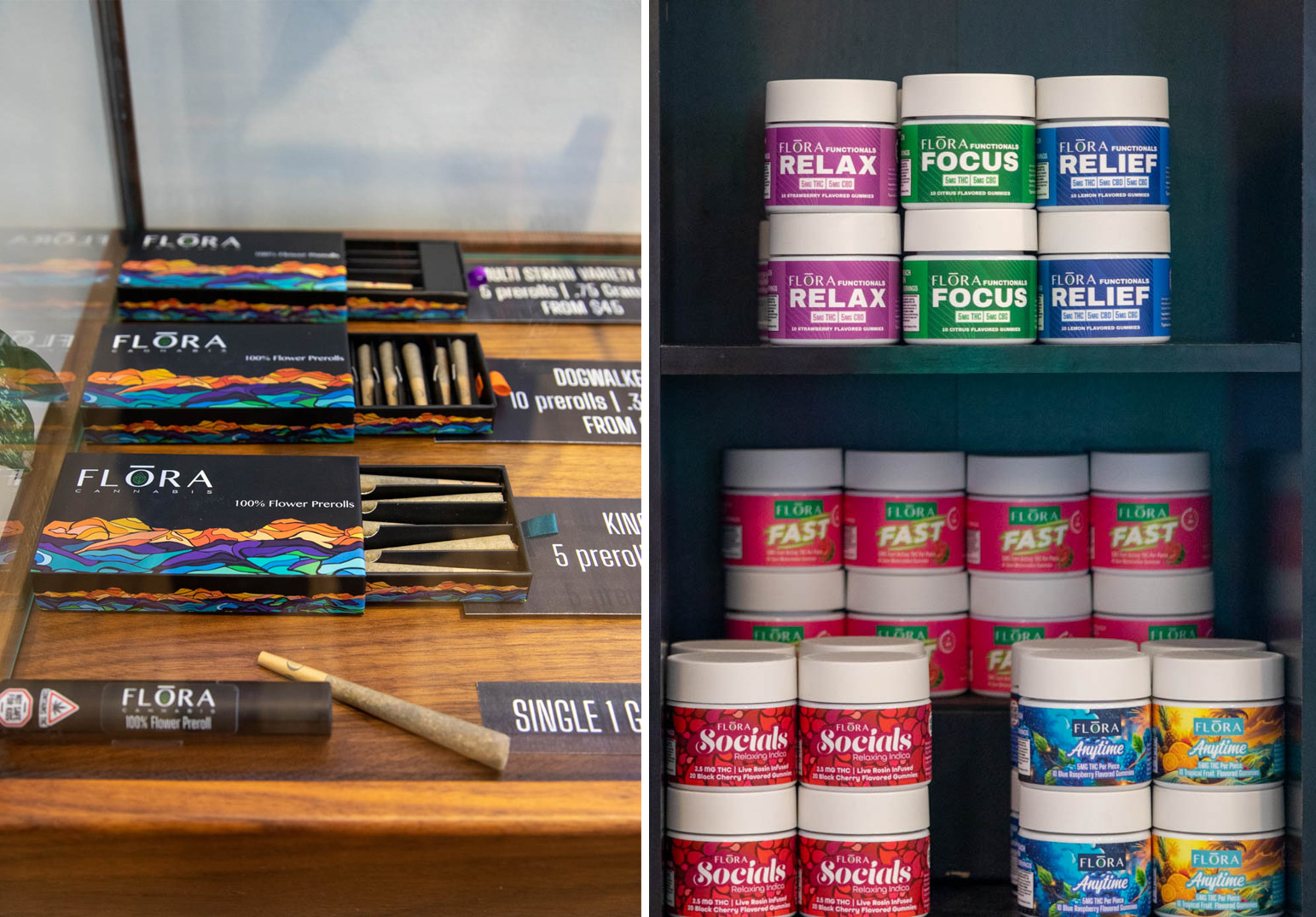 Diptych with preroll joints and edible gummies