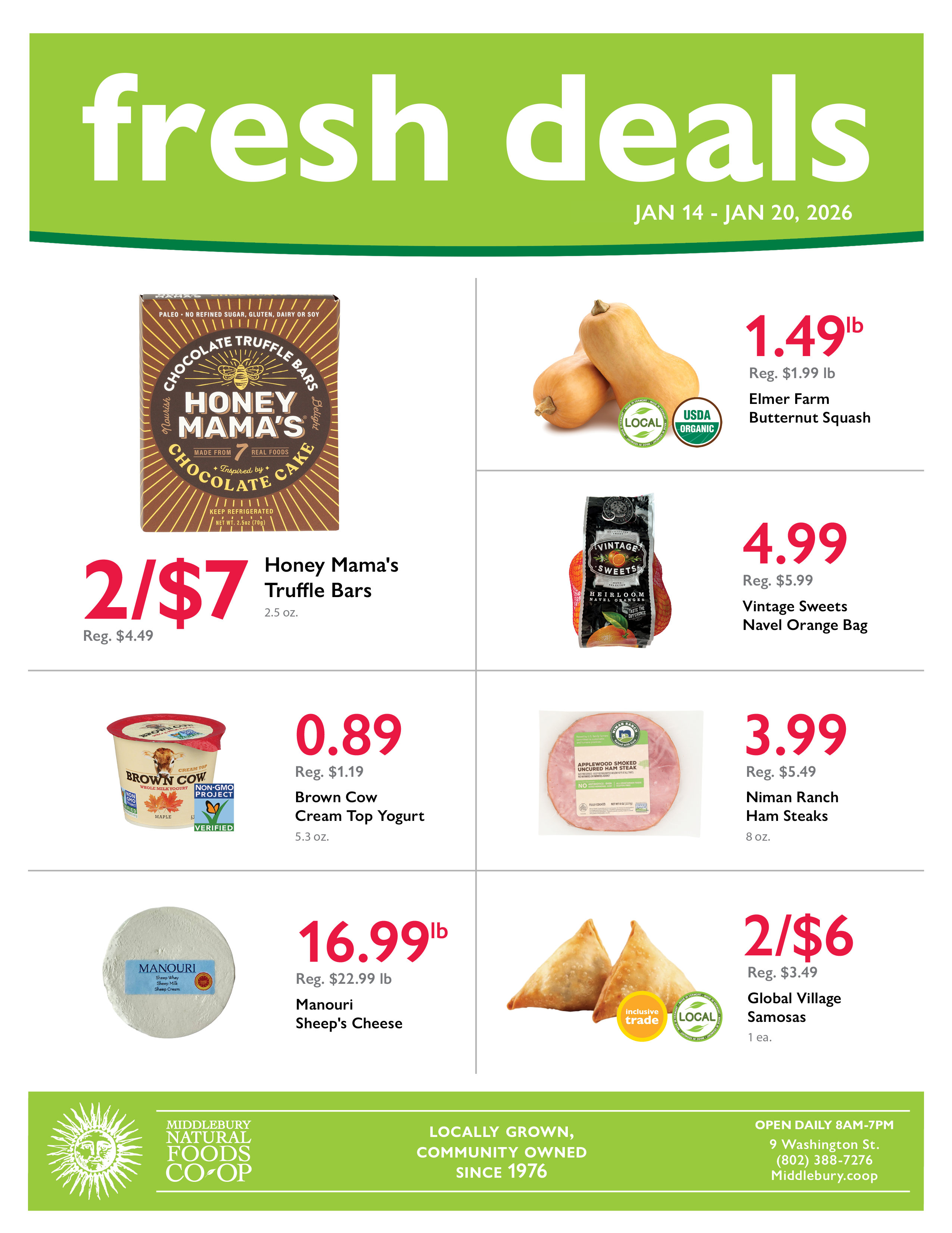 images of weekly sale items for January 14-20 2026