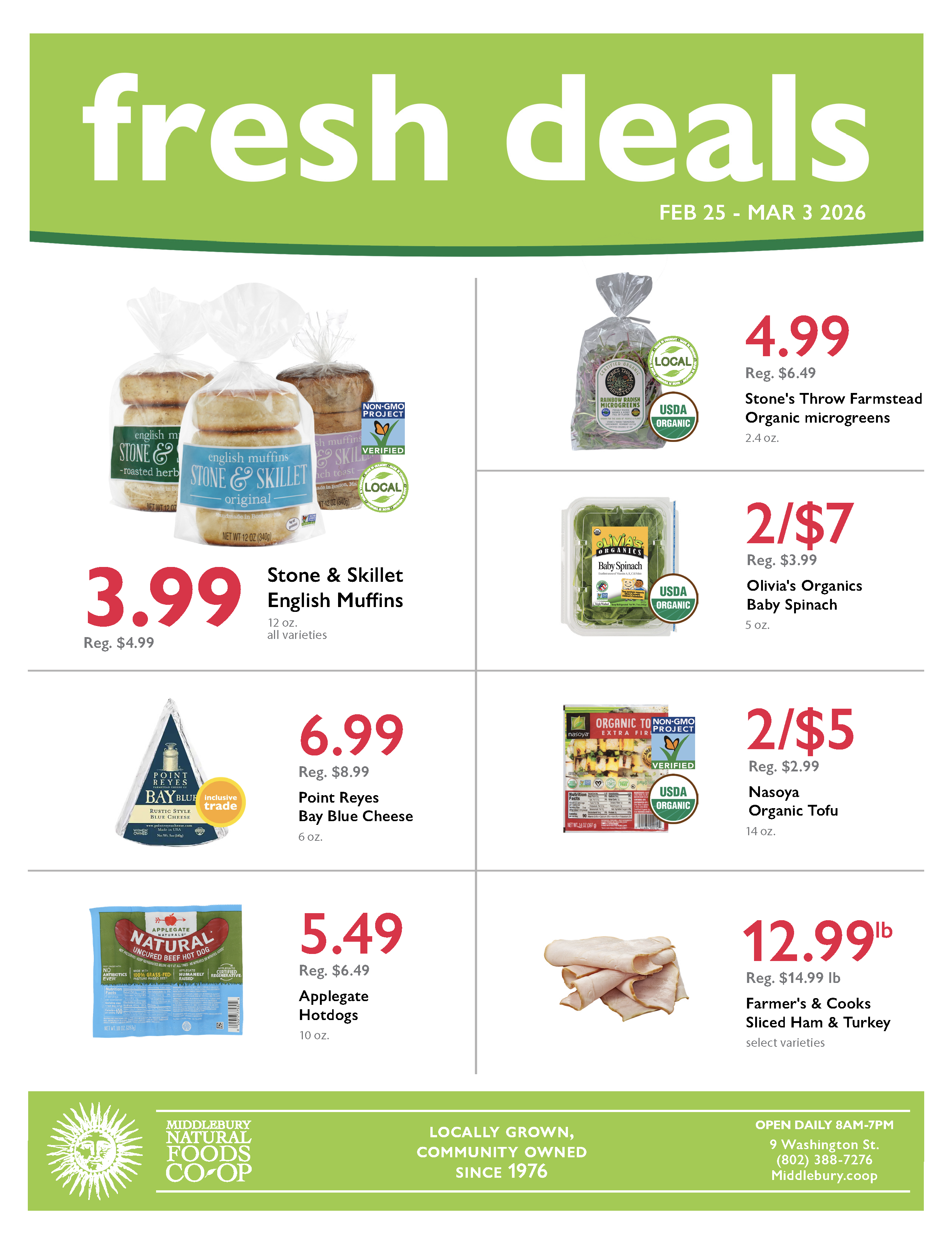 Weekly Fresh grocery deals from the Middlebury Co-op
